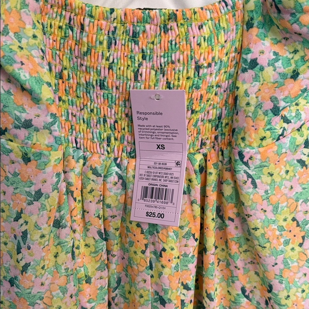 Wild Fable Vibrant Floral Mini Dress - Yellow and Green - Picture 4 of 4